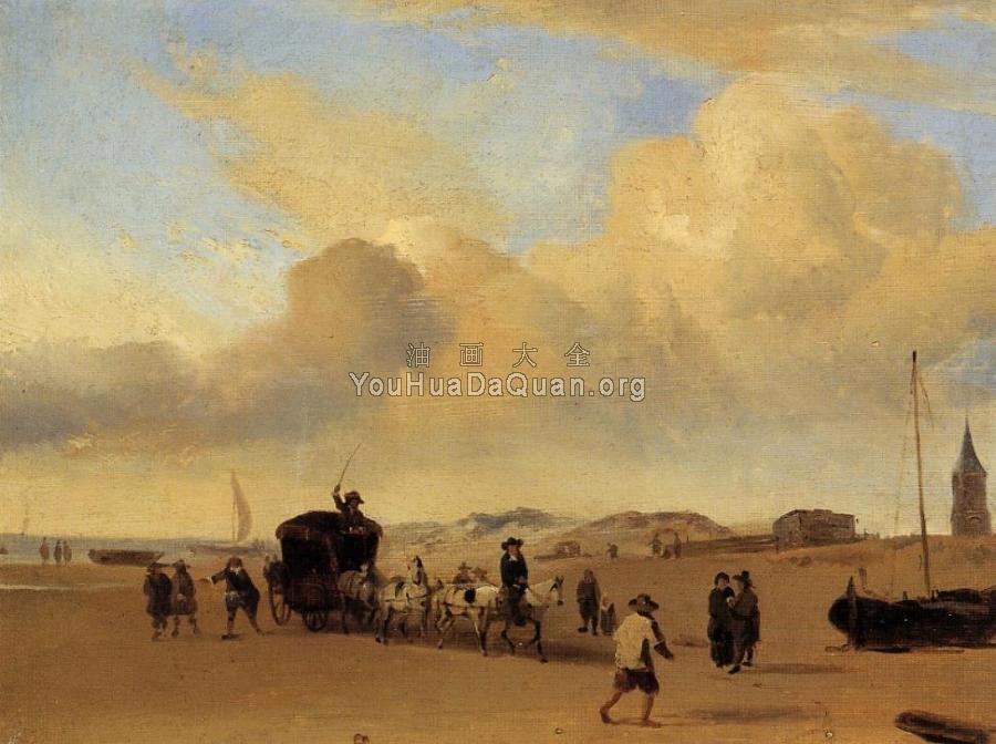 The Beach at Scheveningen - 尤金·布丹